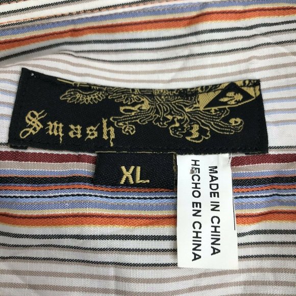 Smash Mens Size XL Long Sleeve Striped Collared - Picture 5 of 7